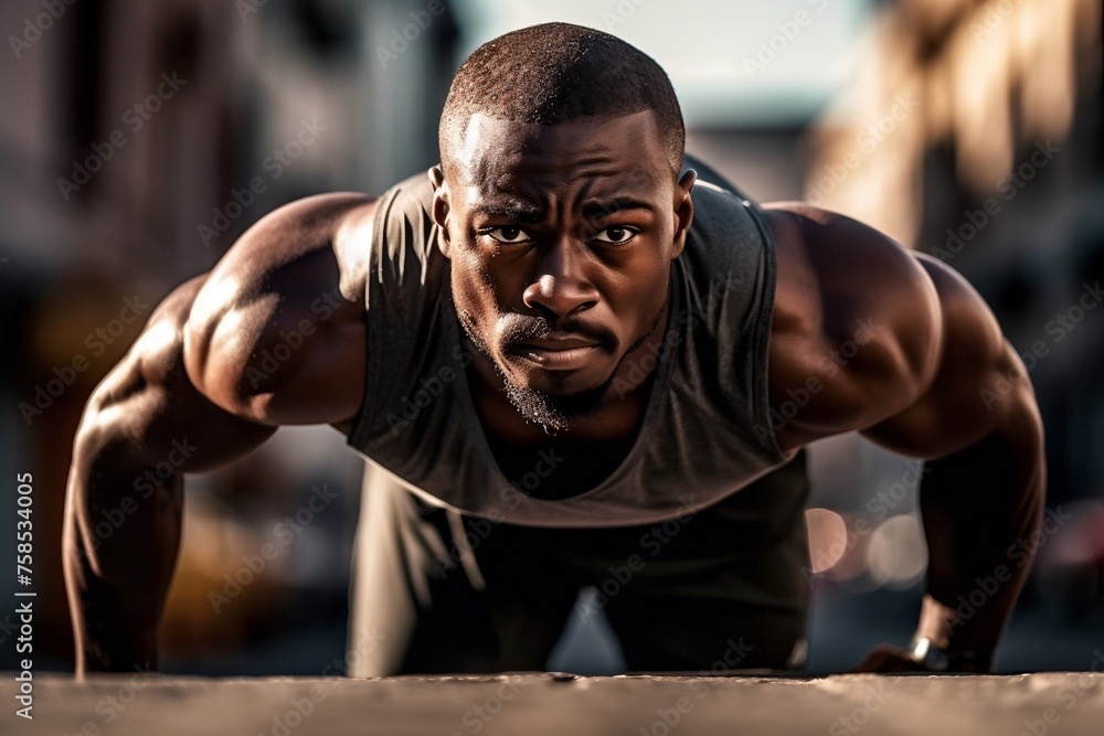 Man doing push-ups in the middle of a busy city street
Man doing push-ups in the middle of a busy city street
