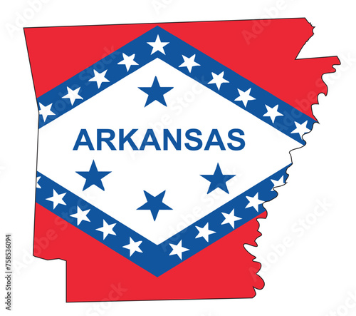 Arkansas State Flag And Silhouette Map