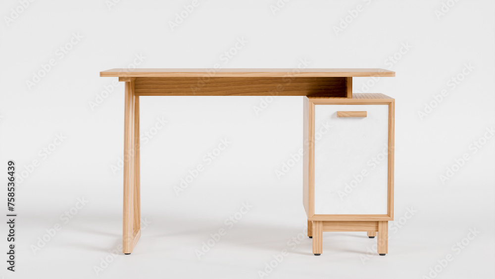 Minimalist light wooden table desk premium photo 3d render Minimalist light wooden table desk premium photo 3d render