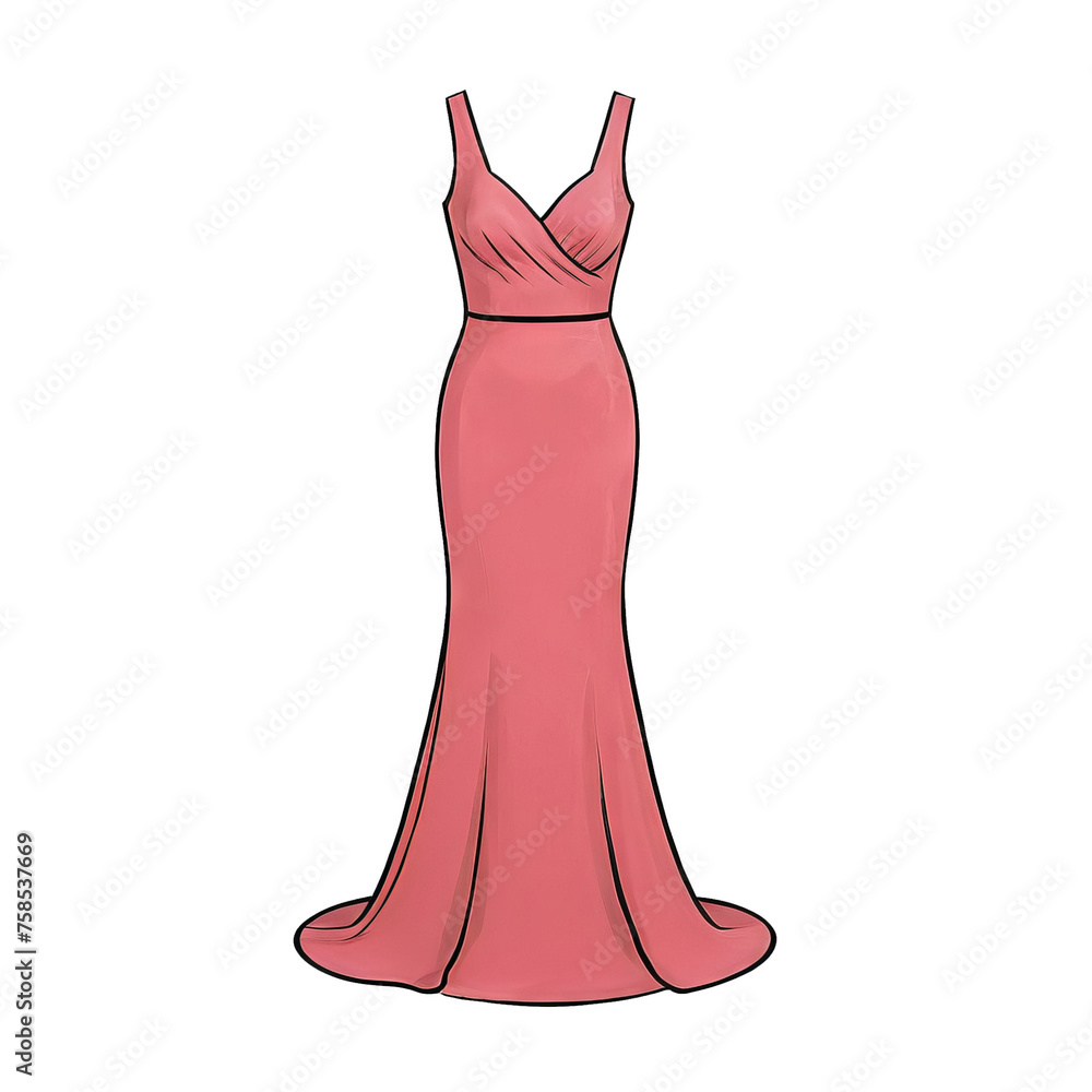Evening Dress Hand Drawn Cartoon Style Illustration Evening Dress Hand Drawn Cartoon Style Illustration