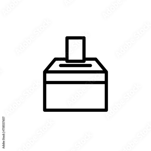 Voting ballot box line icon