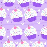 seamless pattern with cupcake