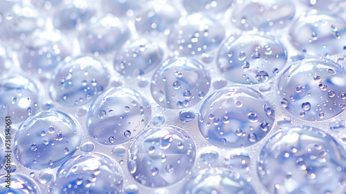 Close-up of water droplets on a bubbled plastic surface, illuminated by bright light. Background, backdrop. Concept of relaxation and stress relief, attention deficit disorder and hyperactivity.