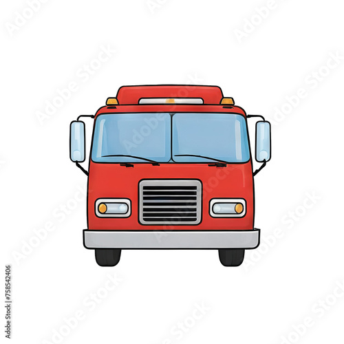 Fire Engine Hand Drawn Cartoon Style Illustration