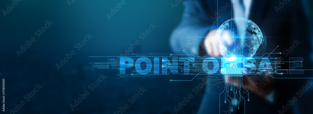 Point of sale (POS), Point of sale (POS) management technology, and a businessman using Point of sale (POS) systems and solutions with a Smartphone on a Global network. Point of sale (POS), Point of sale (POS) management technology, and a businessman using Point of sale (POS) systems and solutions with a Smartphone on a Global network.