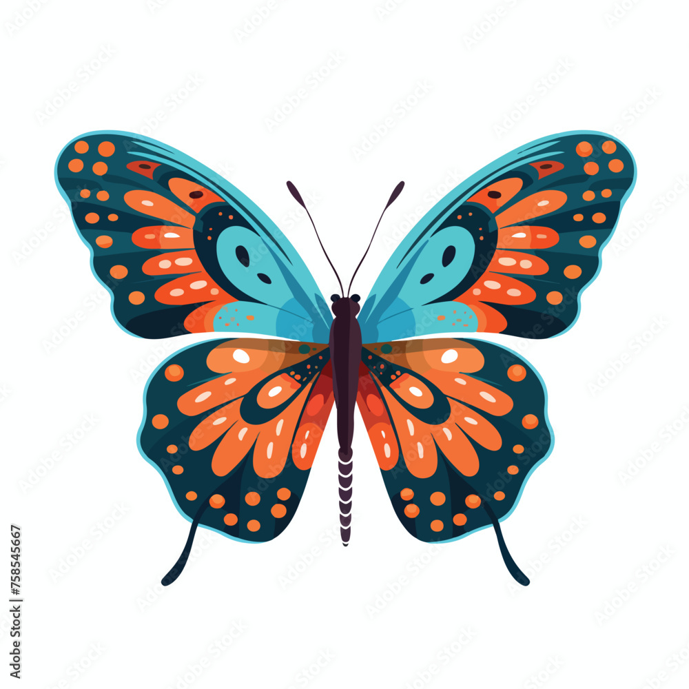 A butterfly with open wings. flat vector illustration