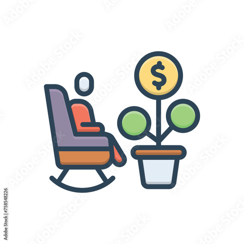 Color illustration icon for pension