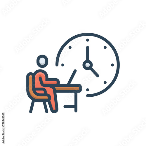 Color illustration icon for working hours