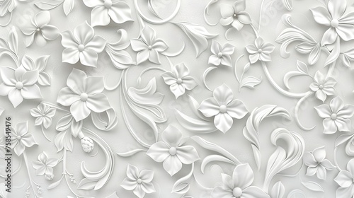 Vintage white floral pattern, wallpaper for background ,Generative ai photo