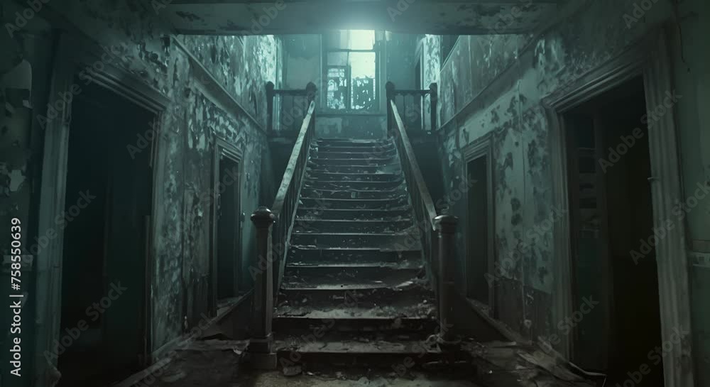 A sinister, abandoned asylum with flickering lights and unseen whispers echoing A sinister, abandoned asylum with flickering lights and unseen whispers echoing