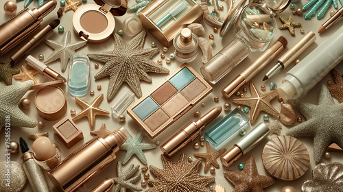 Cosmetics with starfish and pearls