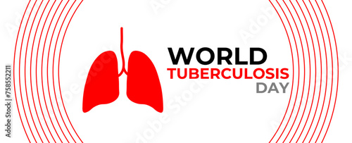 World Tuberculosis Day Vector Illustration. Suitable for greeting card, cover, card, flyer, website, ads, poster and banner. Awareness day concept. Important day. Red infected lung