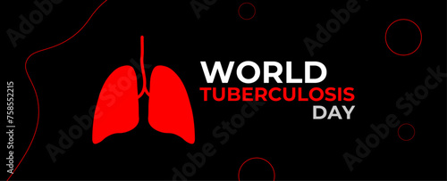 World Tuberculosis Day Vector Illustration. Suitable for greeting card, cover, card, flyer, website, ads, poster and banner. Awareness day concept. Important day. Red infected lung