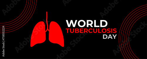 World Tuberculosis Day Vector Illustration. Suitable for greeting card, cover, card, flyer, website, ads, poster and banner. Awareness day concept. Important day. Red infected lung