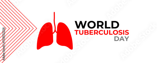 World Tuberculosis Day Vector Illustration. Suitable for greeting card, cover, card, flyer, website, ads, poster and banner. Awareness day concept. Important day. Red infected lung