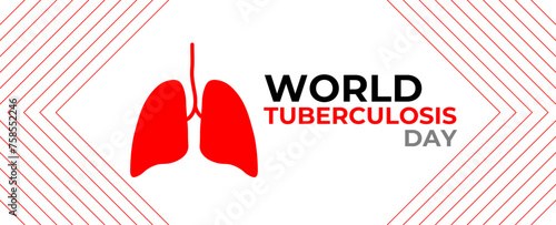World Tuberculosis Day Vector Illustration. Suitable for greeting card, cover, card, flyer, website, ads, poster and banner. Awareness day concept. Important day. Red infected lung