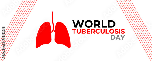 World Tuberculosis Day Vector Illustration. Suitable for greeting card, cover, card, flyer, website, ads, poster and banner. Awareness day concept. Important day. Red infected lung