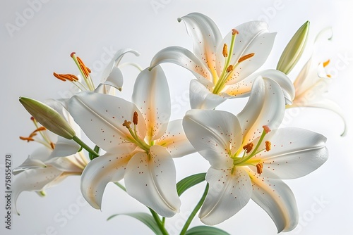 Appreciating Flora's Fragile Beauty: A High-Definition Close-Up of Flowers on a Bright White Backdrop