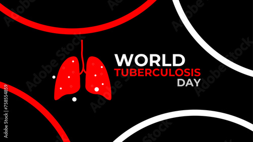 World Tuberculosis Day Vector Illustration on March 24 with Lungs and Bacteria to TB Awareness and Medical in Healthcare Flat Background. banner, cover, poster, card, web, flyer, brochure.