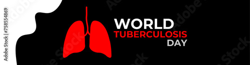 World Tuberculosis Day Vector Illustration on March 24 with Lungs and Bacteria to TB Awareness and Medical in Healthcare Flat Background. banner, cover, poster, card, web, flyer, brochure.