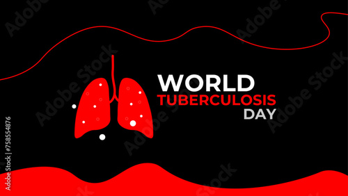World Tuberculosis Day Vector Illustration on March 24 with Lungs and Bacteria to TB Awareness and Medical in Healthcare Flat Background. banner, cover, poster, card, web, flyer, brochure.