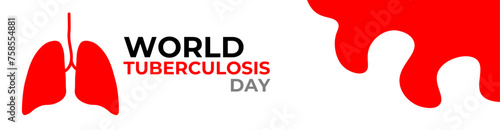 World Tuberculosis Day Vector Illustration on March 24 with Lungs and Bacteria to TB Awareness and Medical in Healthcare Flat Background. banner, cover, poster, card, web, flyer, brochure.
