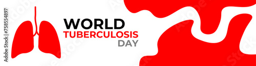 World Tuberculosis Day Vector Illustration on March 24 with Lungs and Bacteria to TB Awareness and Medical in Healthcare Flat Background. banner, cover, poster, card, web, flyer, brochure.