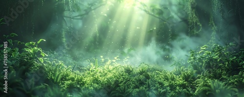 Enchanted Forest Glade with Mystical Light, Nature’s Quiet Miracle

 photo