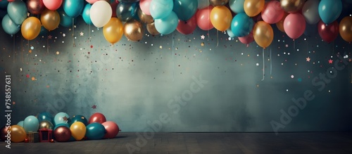 Party and Celebration on Wall Background in Festive Atmosphere