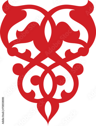 Vector red seamless Kazakh national ornament. Ethnic pattern of the nomadic peoples of the great steppe, the Turks. Border, frame Mongols, Kyrgyz, Buryats, Kalmyks.Borders and frames for sandblasting. photo
