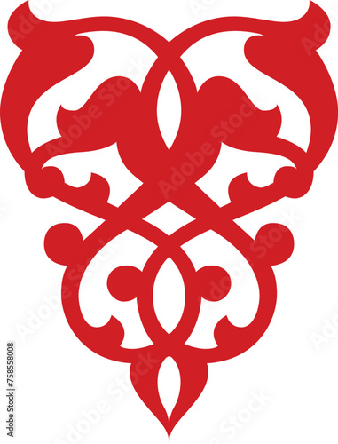 Vector red seamless Kazakh national ornament. Ethnic pattern of the nomadic peoples of the great steppe, the Turks. Border, frame Mongols, Kyrgyz, Buryats, Kalmyks.Borders and frames for sandblasting.