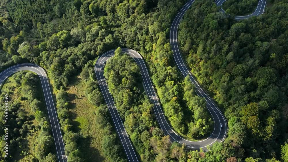 Beautiful Serpentine Road Mountain Bieszczady Sanok Aerial View Poland Beautiful Serpentine Road Mountain Bieszczady Sanok Aerial View Poland