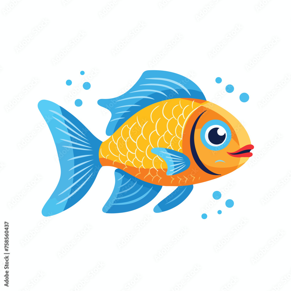 A fish swimming in water. flat vector illustration