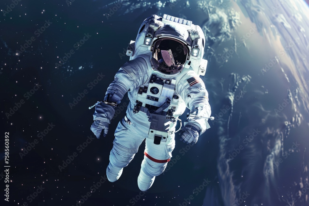 Fototapeta premium Planet Protectors: Astronauts Safeguarding Our Home in Space