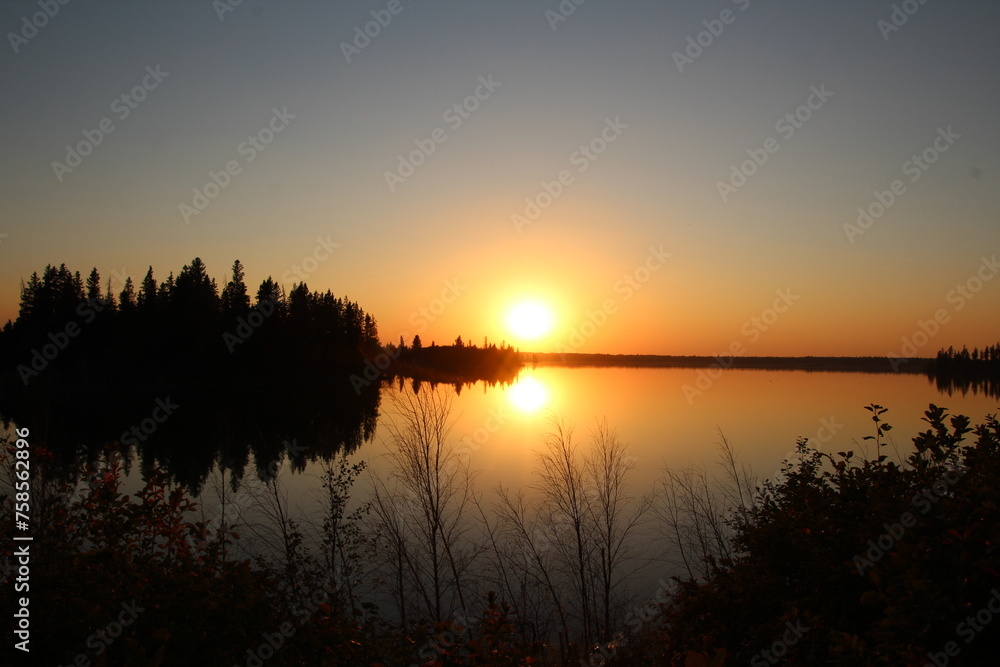 Setting Sun Over The Water, Elk Island National Park, Alberta