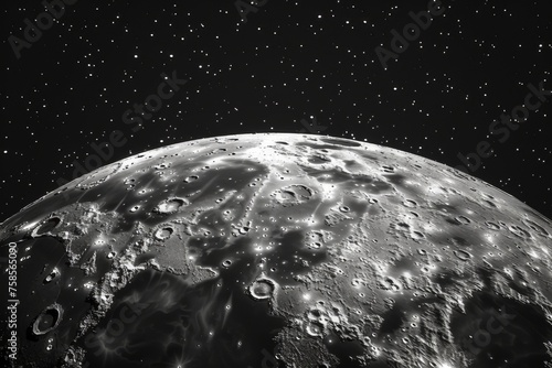 Image showing close-up details of the lunar surface. with visible craters photo