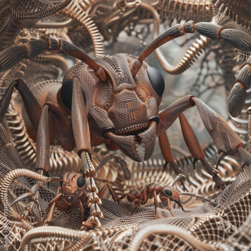 Capture the essence of an ant through an intricate binary artwork
