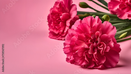 Carnation pink background, suitable for Mother's Day, International Women's Day, and other similar celebrations. Space for text.
