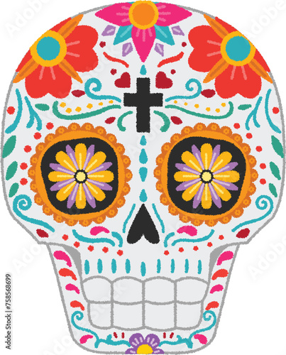 メキシコの死者の日（スカル）のイラスト