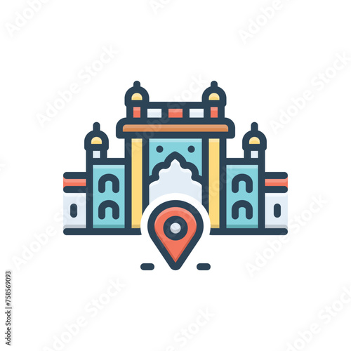 Color illustration icon for place