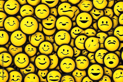 Yellow smiley face emoticon on yellow background banner