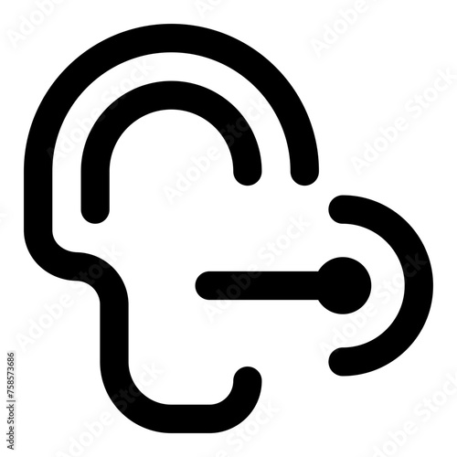 Ear listening icon in outline style. Simple deaf vector illustration — pixel-perfect icon.