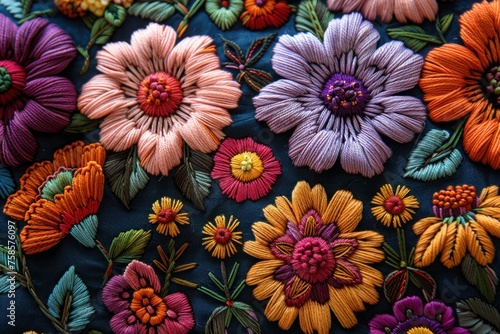 Traditional floral folklore embroidery from Mexico