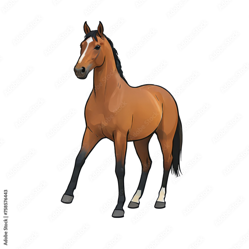 Horse Hand Drawn Cartoon Style Illustration