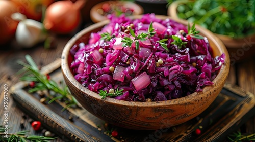 German Rotkohl: Sweet and sour red cabbage, cooked with apples, onions, and vinegar 