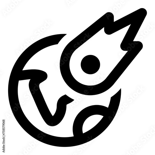 Earth comet icon in outline style. Simple doomsday vector illustration — pixel-perfect icon.