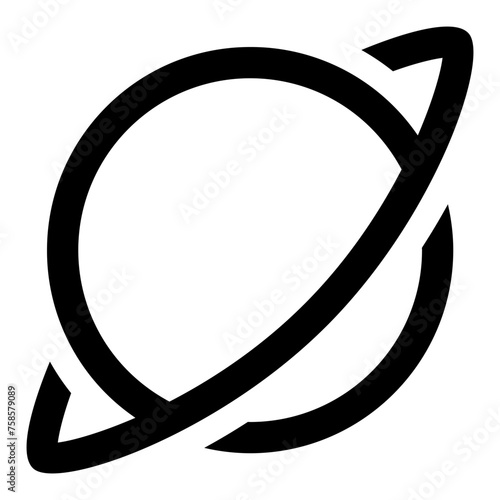 Saturn icon in outline style. Simple planet with ring vector illustration — pixel-perfect icon.