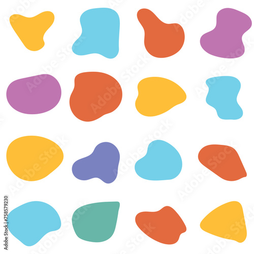 Wallpaper Mural  Organic amoeba blob shape abstract colorful vector illustration isolated on white background. Set of irregular round blot form graphic element. doodle drops collection. Contemporary banner Torontodigital.ca