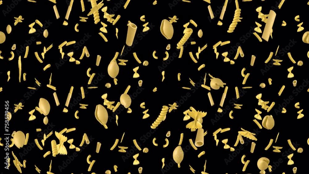 Italy Pasta loop tile falling with alpha. This 3d animation with an alpha channel is loopable and tileable. Italy Pasta loop tile falling with alpha. This 3d animation with an alpha channel is loopable and tileable.