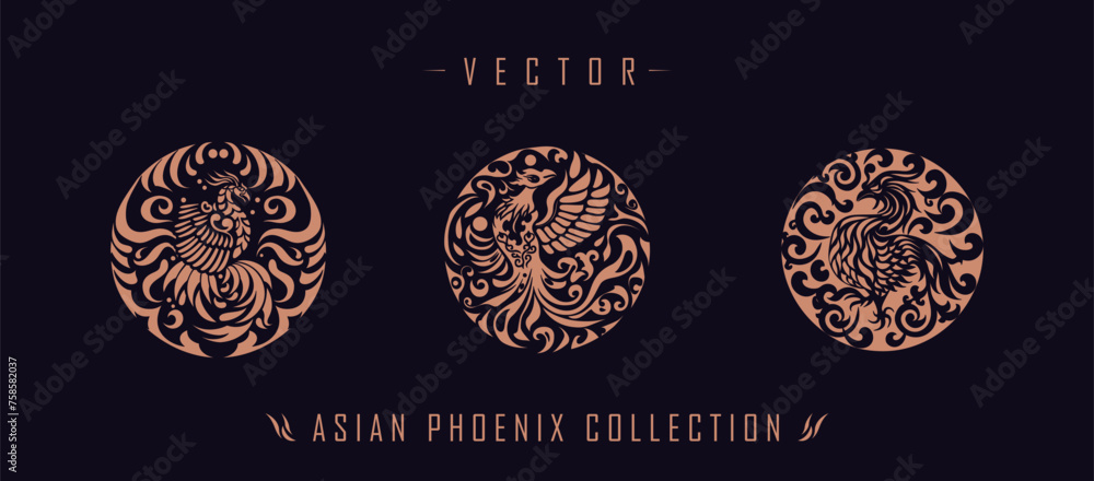 Fototapeta premium Asian traditional phoenix pattern ancient Chinese phoenix